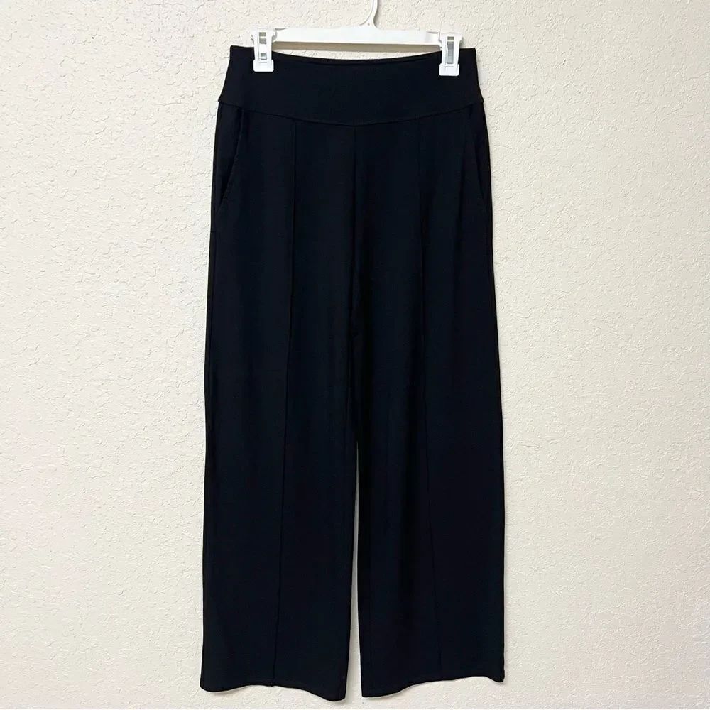 J. Jill Wearever Collection Seamed Full Wide Leg Pants Black Pockets Size XS